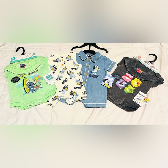 Multiples Kids Bodysuit Set - Green, White, Blue, Gray - Picture 1 of 5